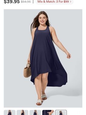 Navy High-Low Swing Maxi Dress